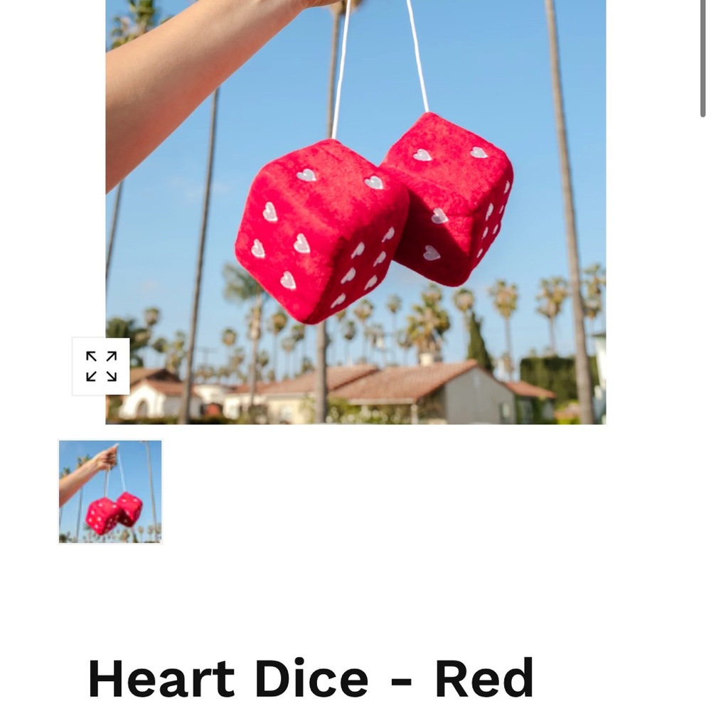 Heart Dice Plush Hanging Ornament - Red